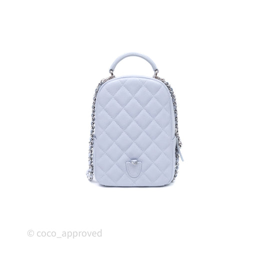 Chanel Classic Mini Backpack Light Blue Caviar Silver Hardware