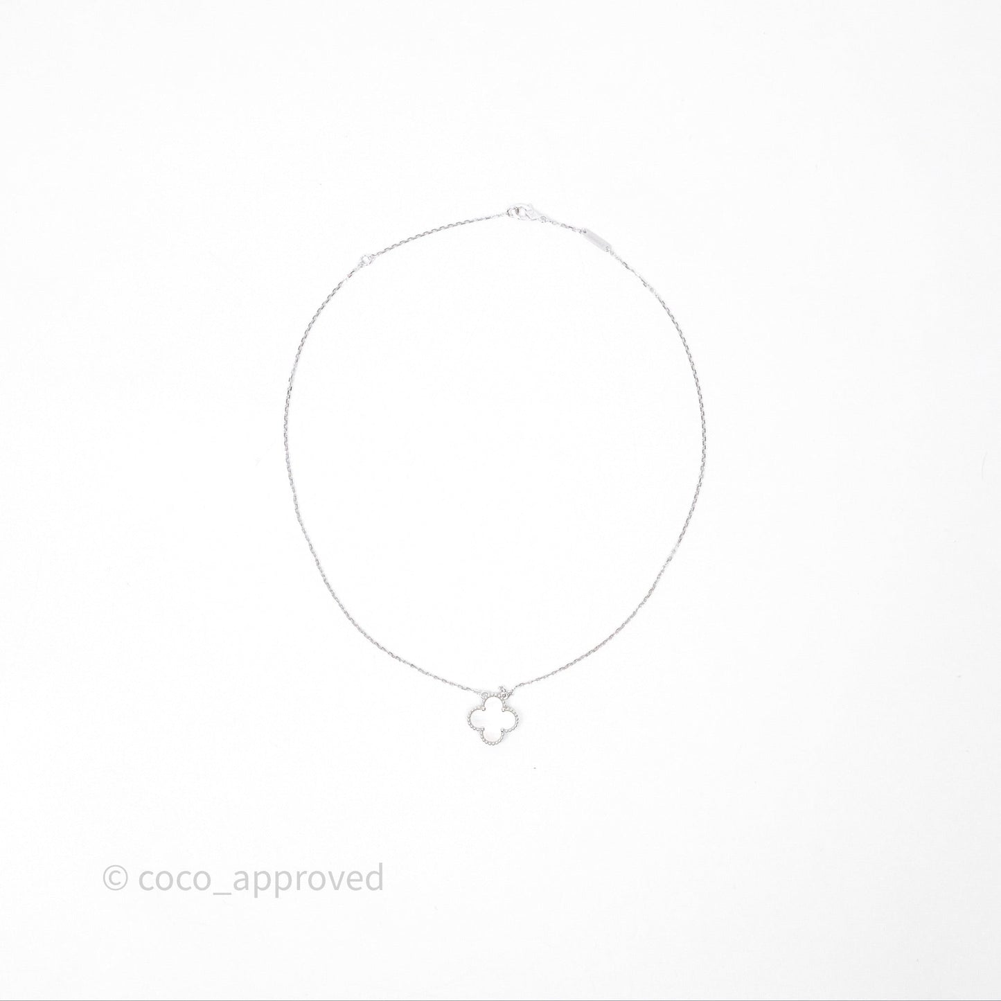 Van Cleef & Arpels Vintage Alhambra Pendant Necklace White Mother-of-pearl White Gold