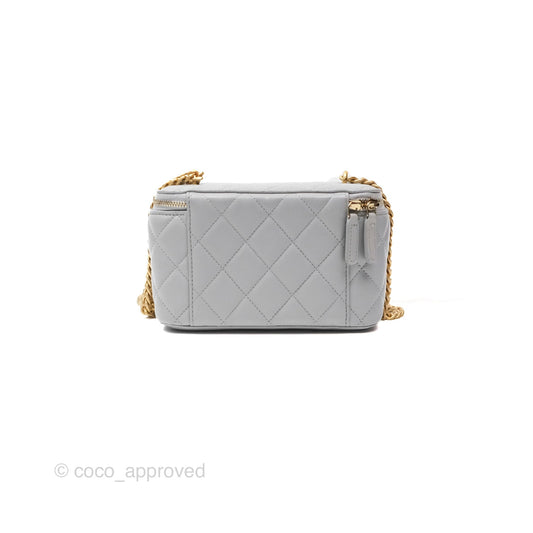 Chanel All Slide Vanity with Adjustable Chain Grey Lambskin Aged Gold Hardware