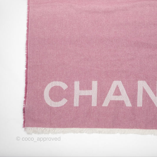 Chanel Logo CC Cashmere Fringe Scarf Pink