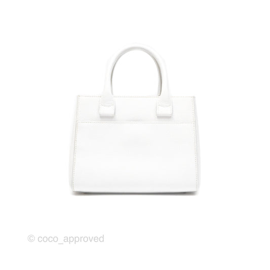 Chanel Mini Neo Executive Shopper Tote White Grained Calfskin Silver Hardware