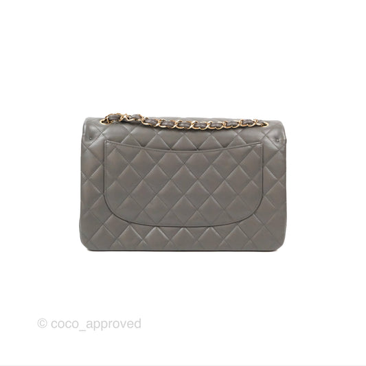Chanel Jumbo Double Flap Dark Grey Lambskin Gold Hardware