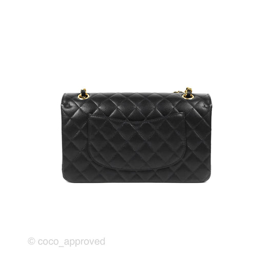 Chanel Classic M/L Medium Flap Quilted Black Caviar Gold Hardware