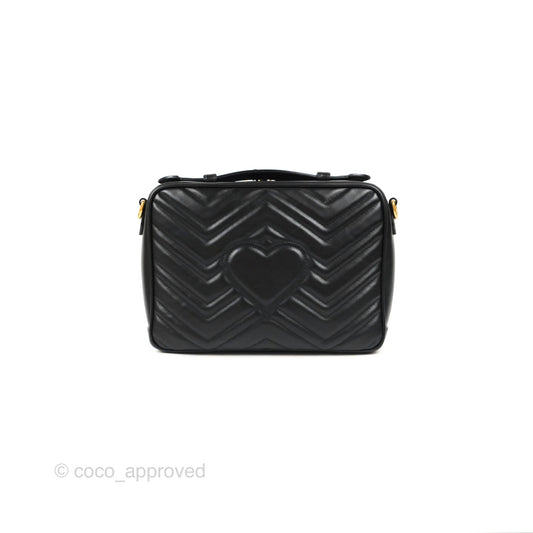 Gucci Small GG Marmont Shoulder Bag Matelasse with Sylvie Web Strap Black