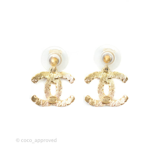 Chanel CC Crystal Drop Earrings Gold Tone 20K