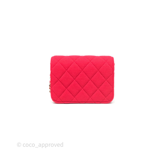 Chanel Mini Clutch With Chain Red Cotton Gold Hardware