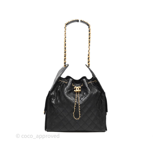 Chanel 25 Medium Black Caviar Aged Gold Hardware