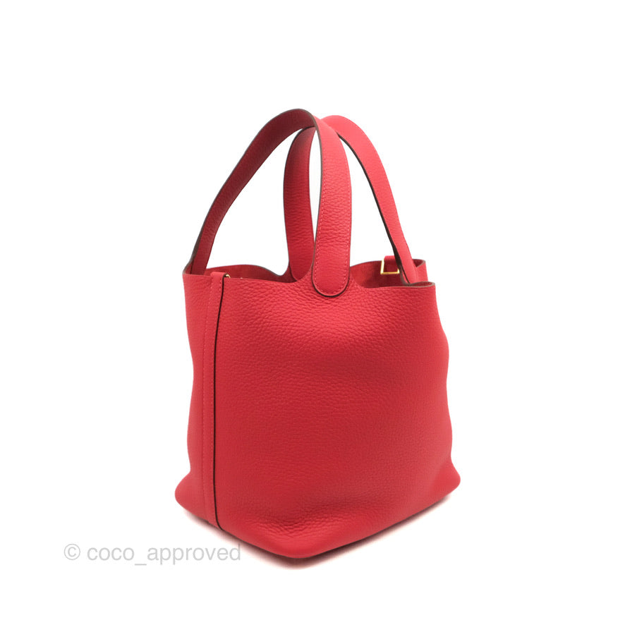 Hermès Picotin 22 Red Rouge Clemence Gold Hardware