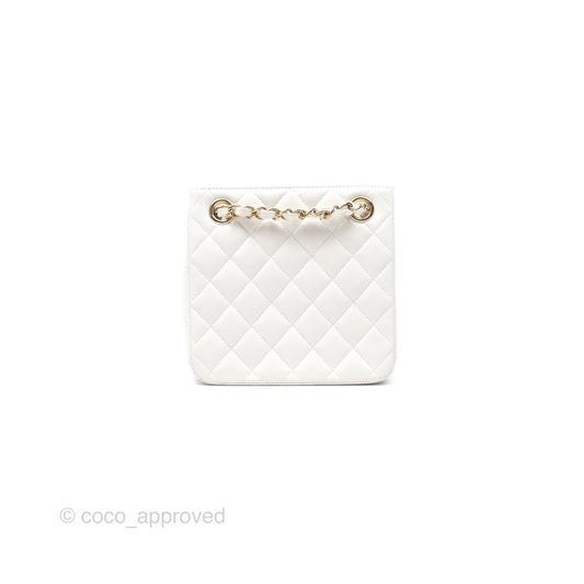 Chanel Mini Bucket Tote White Caviar Gold Hardware 22S