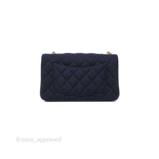 Chanel Paris-Hamburg Charms Mini Rectangular Flap Navy Wool 18C