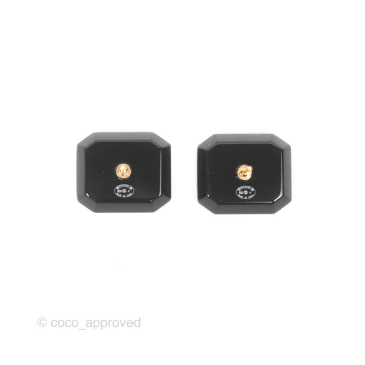 Chanel Crystal CC Resin Black Earrings Gold Tone 23A