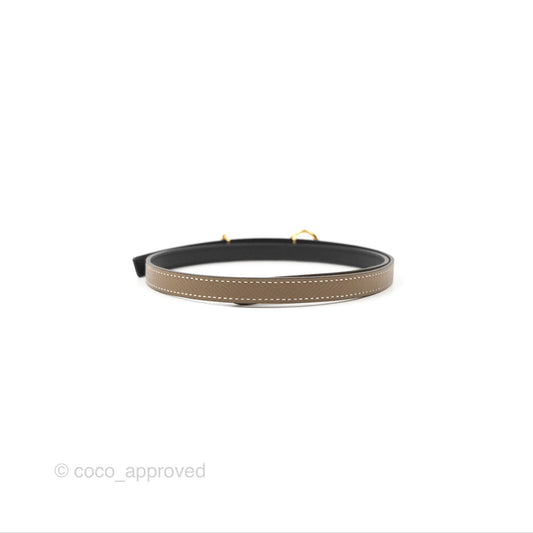 Hermes Carrousel Belt Buckle & Reversible Leather Strap 13mm Etoupe Black