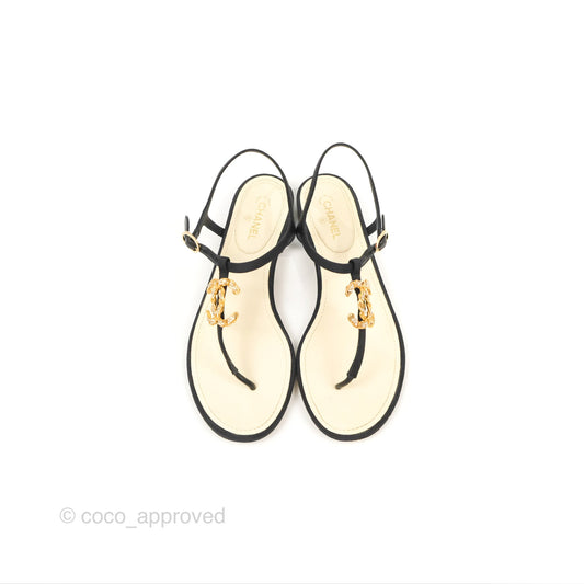 Chanel Jeweled CC Thong Sandals 37.5