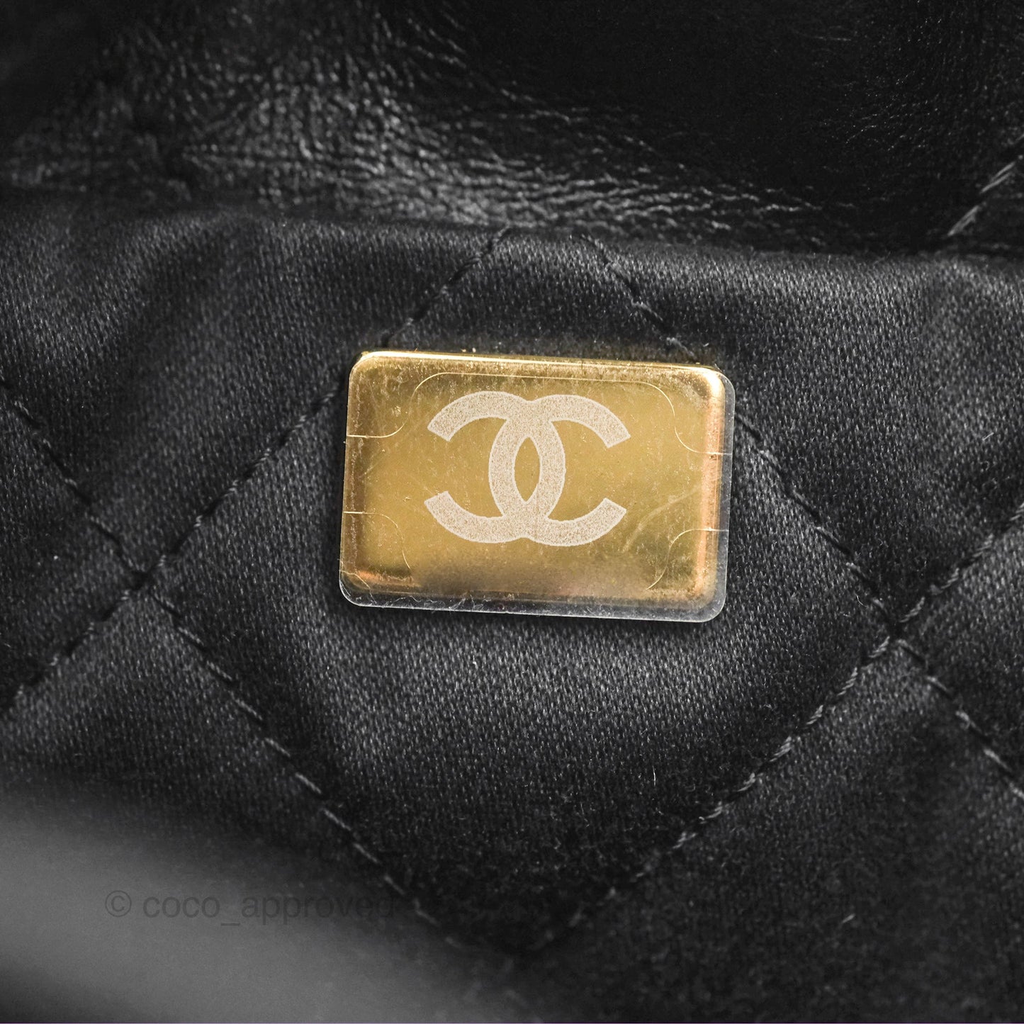 Chanel 22 Mini Bag with Pearl Chain Black Shiny Crumpled Calfskin