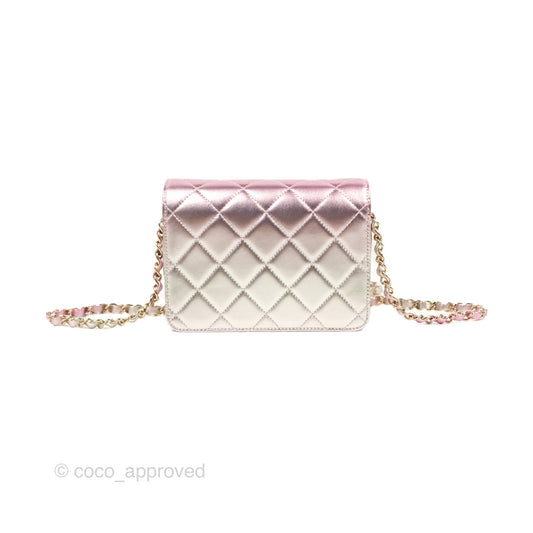 Chanel Mini Flap Bag Metallic Gradient Pink/Silver Lambskin Gold Hardware