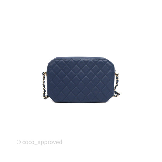 Chanel CC Octagon Camera Case Lambskin Navy Gold Hardware