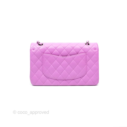Chanel Medium Classic Flap Quilted Purple Lambskin Silver Hardware