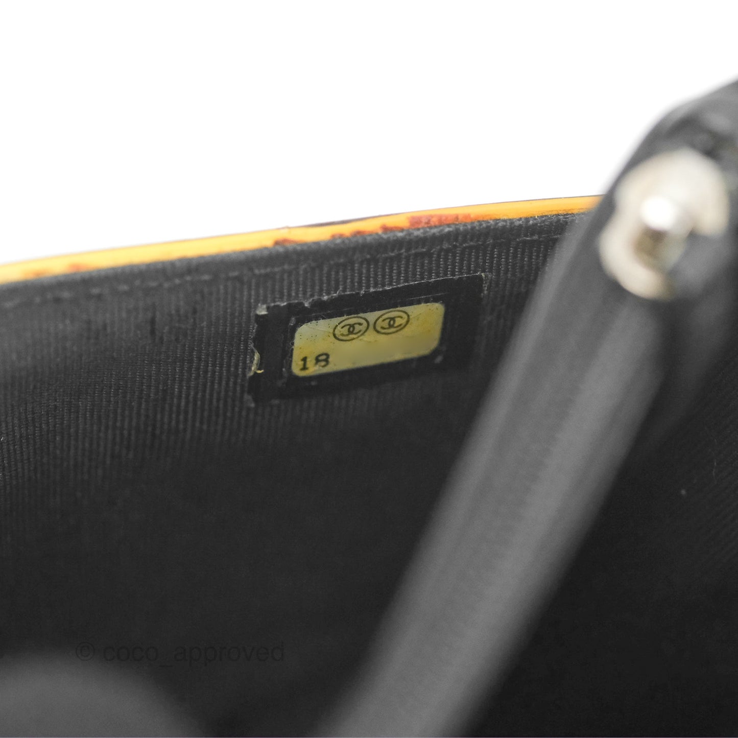 Chanel Wallet on Chain Yellow Black Striped Patent Silver Hardware