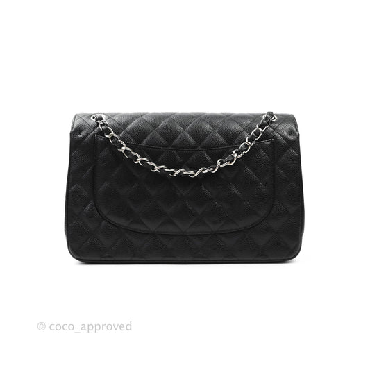 Chanel Jumbo Double Flap Black Caviar Silver Hardware