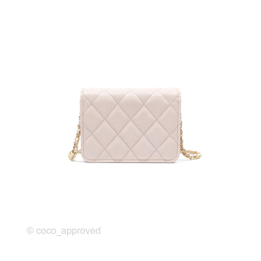 Chanel Miss Coco Clutch With Chain Quilted Lilac Pink Caviar Gold Hardware