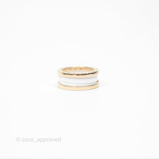 Bvlgari B.Zero1 Two-Band Ring White Ceramic Spiral 18K Rose Gold Size 49