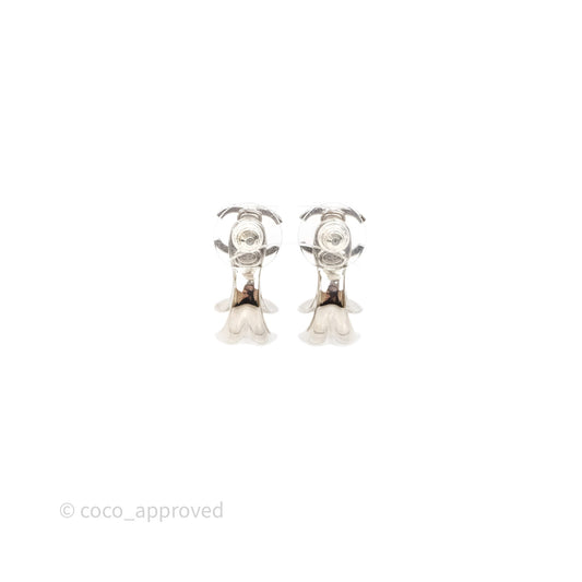 Chanel Double CC Earrings Silver Tone 26S