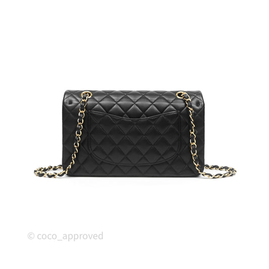 Chanel Classic M/L Medium Flap Quilted Black Lambskin Gold Hardware