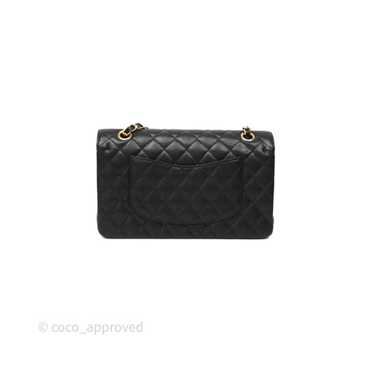 Chanel Classic M/L Medium Flap Quilted Black Caviar Gold Hardware