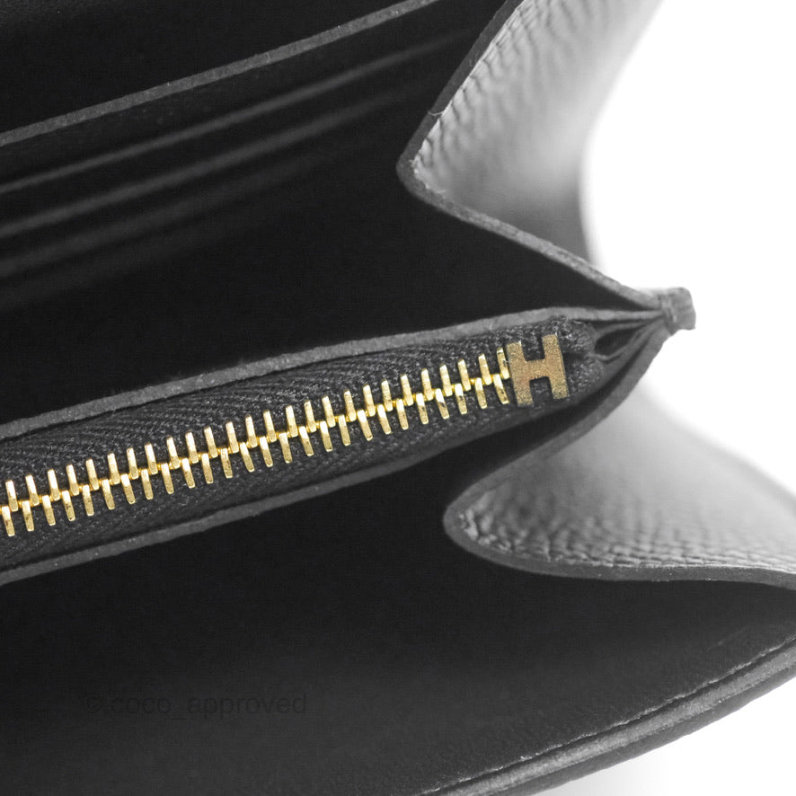 Hermès Constance Long To Go Wallet Black Epsom Gold Hardware