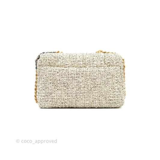 Chanel 19 Small Tweed Oreo Cream Mixed Hardware