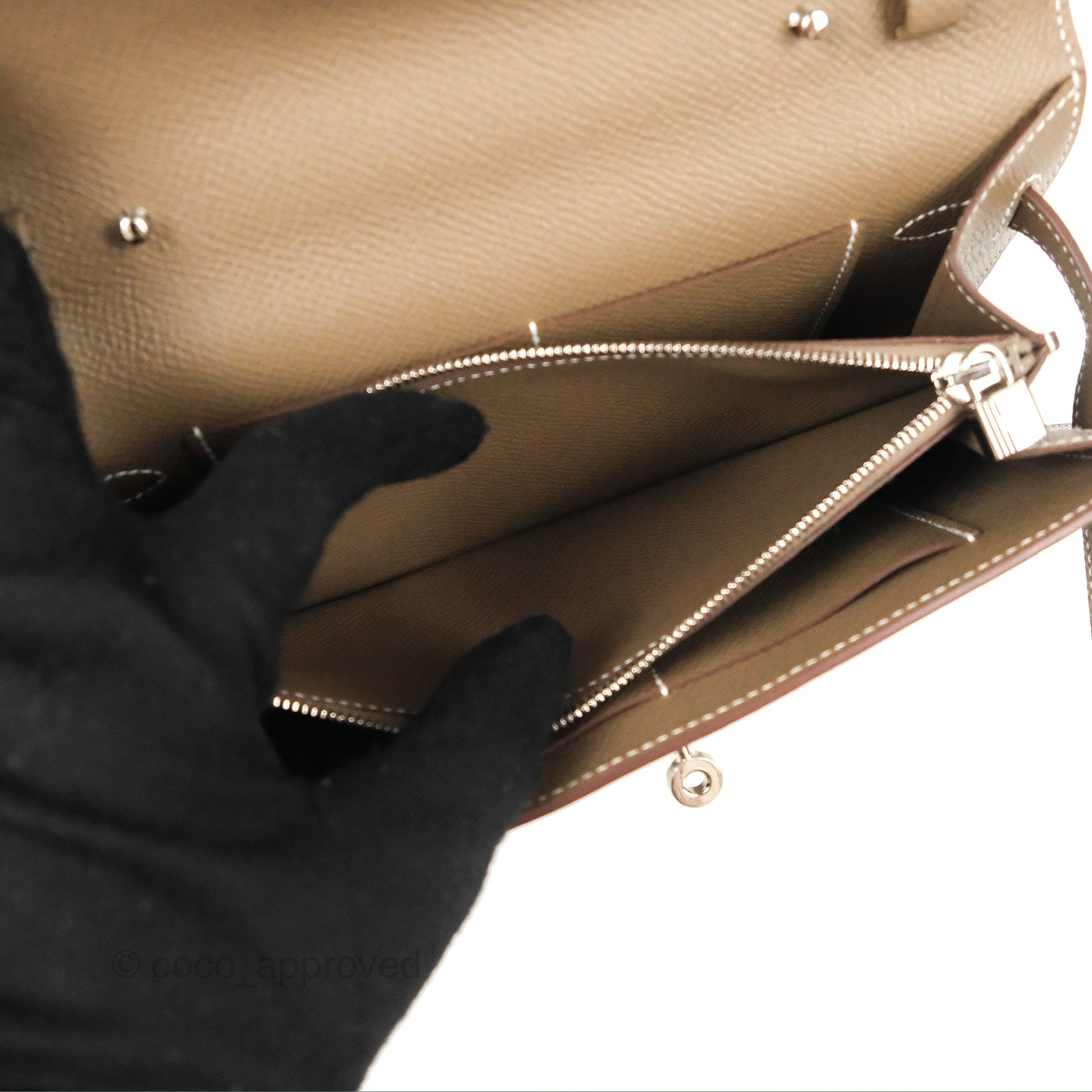Hermès Kelly To Go Wallet Etoupe Epsom Palladium Hardware