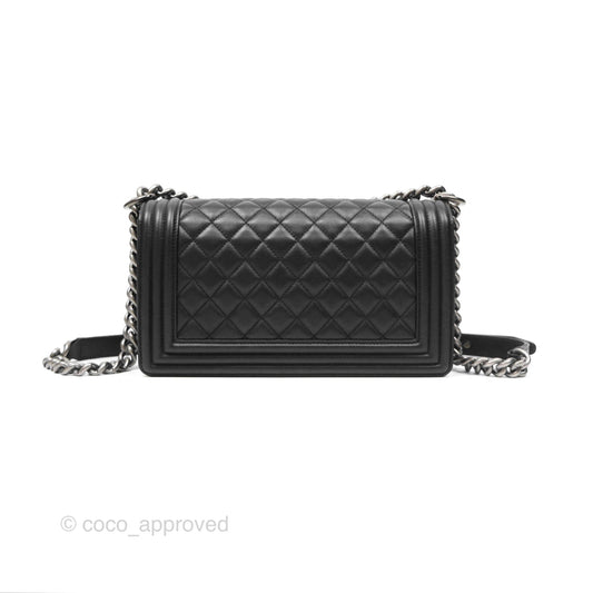 Chanel Medium Boy Quilted Black Calfskin Ruthenium Hardware