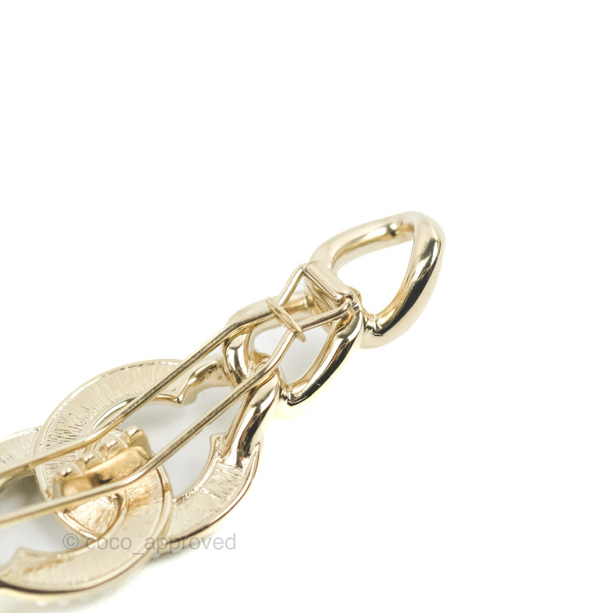 Chanel Crystal Chain CC Hair Clip Gold Tone 21V