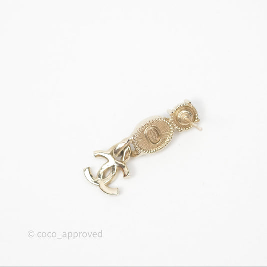 Chanel Crystal CC Black Resin Drop Earrings Gold Tone 21K