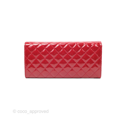 Chanel Brilliant East West Flap Clutch with Chain Red Patent Silver Hardware