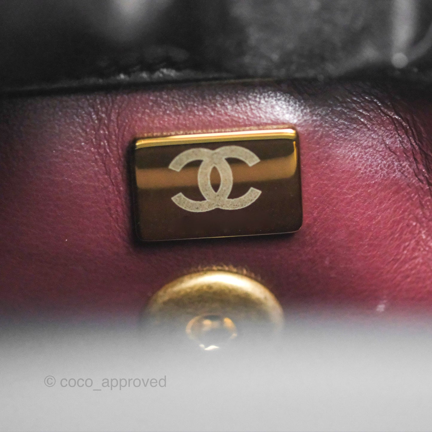 Chanel Small Coco Handle Quilted Black Calfskin Aged Gold Hardware