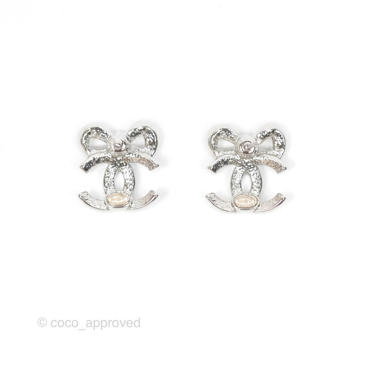 Chanel Crystal Ribbon Bow CC Earrings 23C