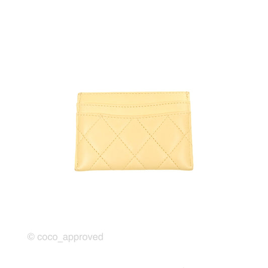 Chanel Classic Lambskin Flat Card Holder Yellow Gold Hardware