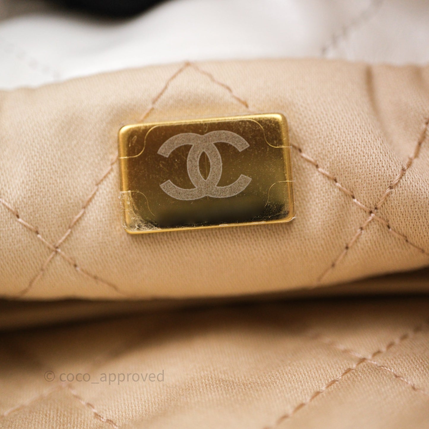 Chanel 22 Mini Bag White Shiny Crumpled Calfskin Aged Gold Hardware