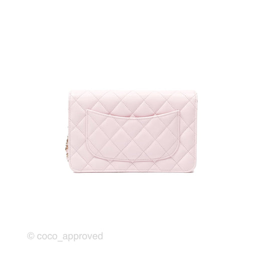 Chanel Classic Quilted Wallet On Chain WOC Sakura Pink Caviar Gold Hardware
