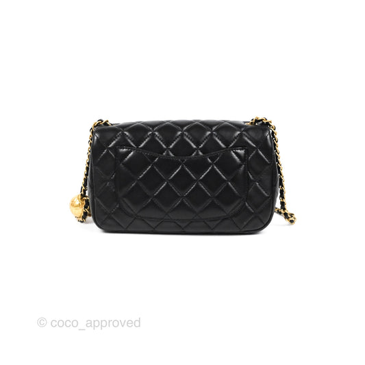 Chanel Mini Rectangular Pearl Crush Black Lambskin Aged Gold Hardware