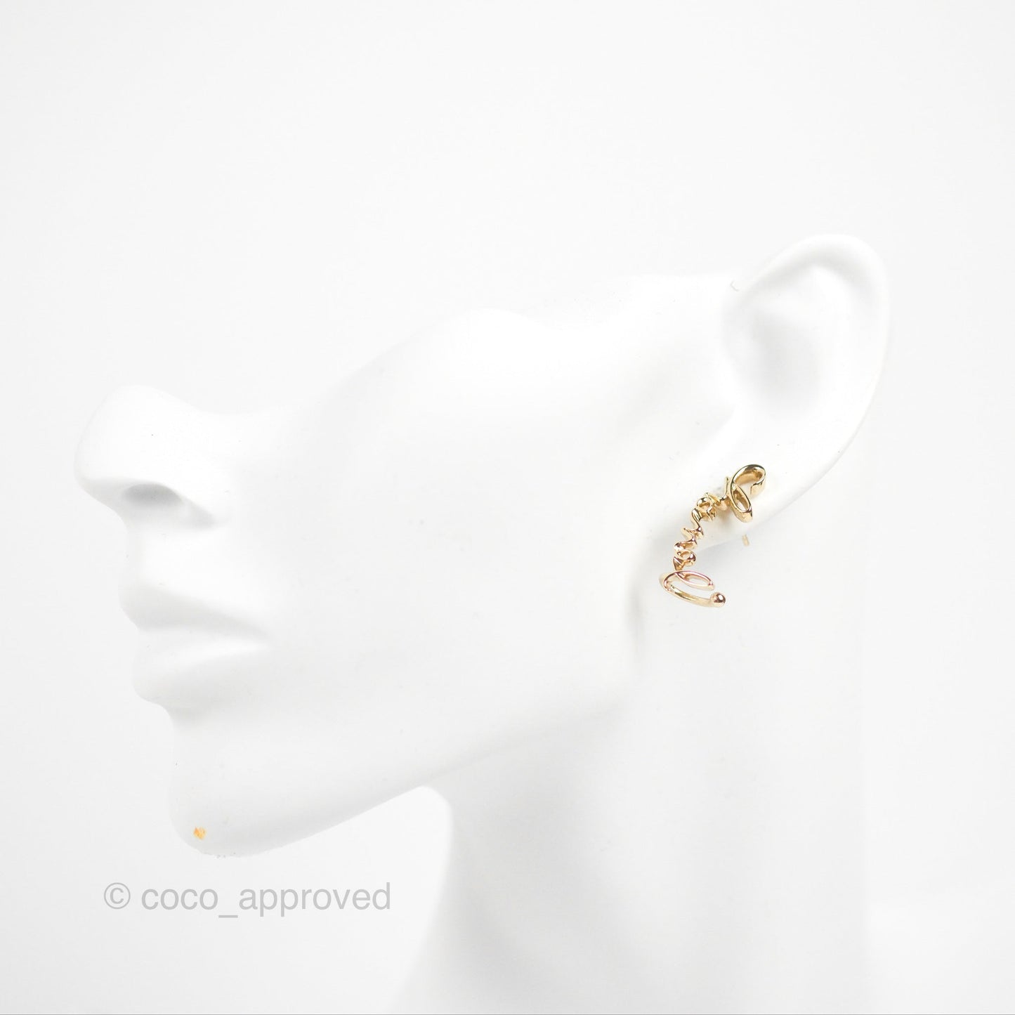 Chanel CC Coco Crystal Earrings Ear Cuff Gold Tone 22P