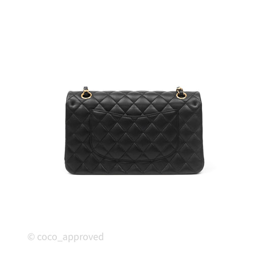 Chanel Classic M/L Medium Flap Quilted Black Lambskin Gold Hardware