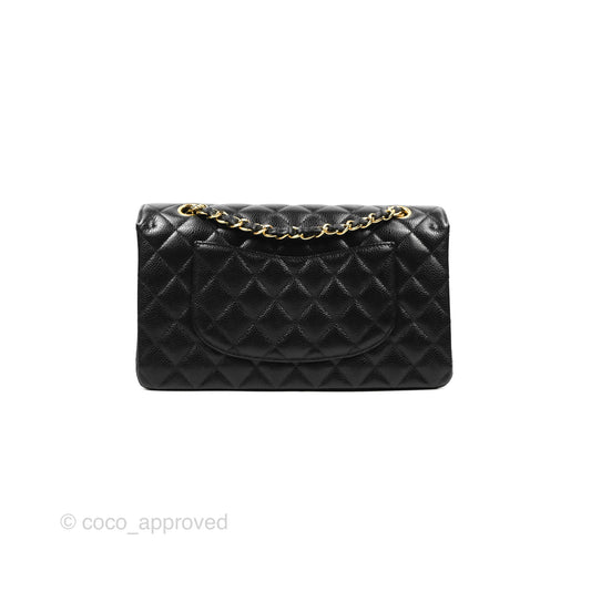 Chanel Classic M/L Medium Double Flap Black Caviar Gold Hardware