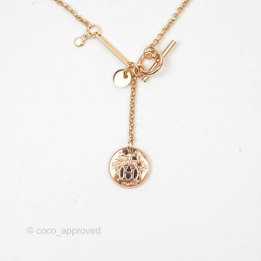 Hermes Ex-Libris Pendant Necklace PM Diamond Rose Gold Hardware