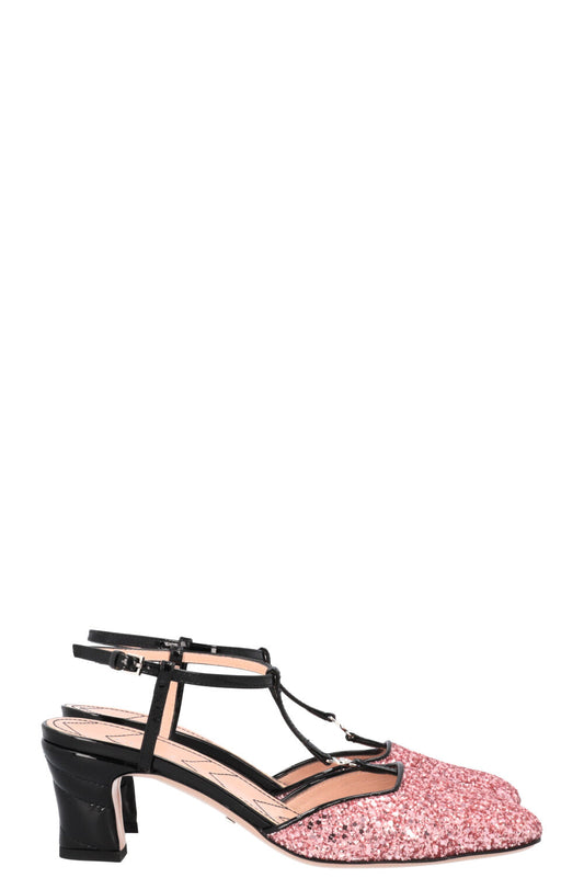 Luxury Gucci Trending 2025 Glitter Mary Janes Heels Pink
