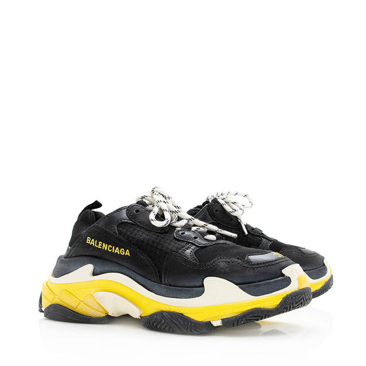 Luxury Balenciaga Calfskin Mesh Triple S Trainers Sneakers - Size 7 / 37 (SHF-18611)