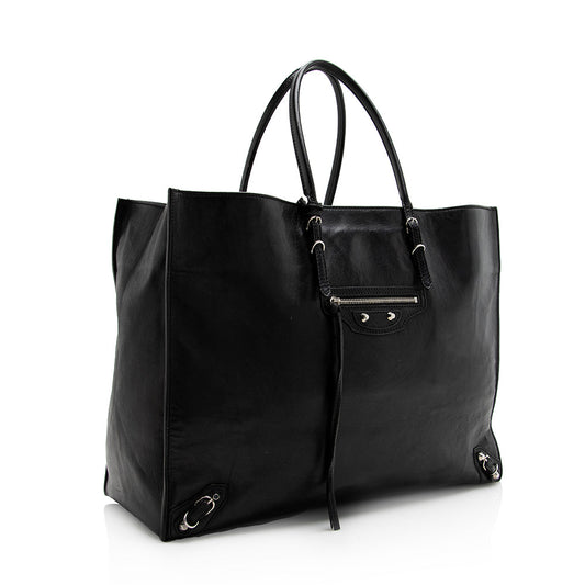 Luxury Balenciaga Calfskin Papier A4 Zip Around Large Tote (SHF-21607)