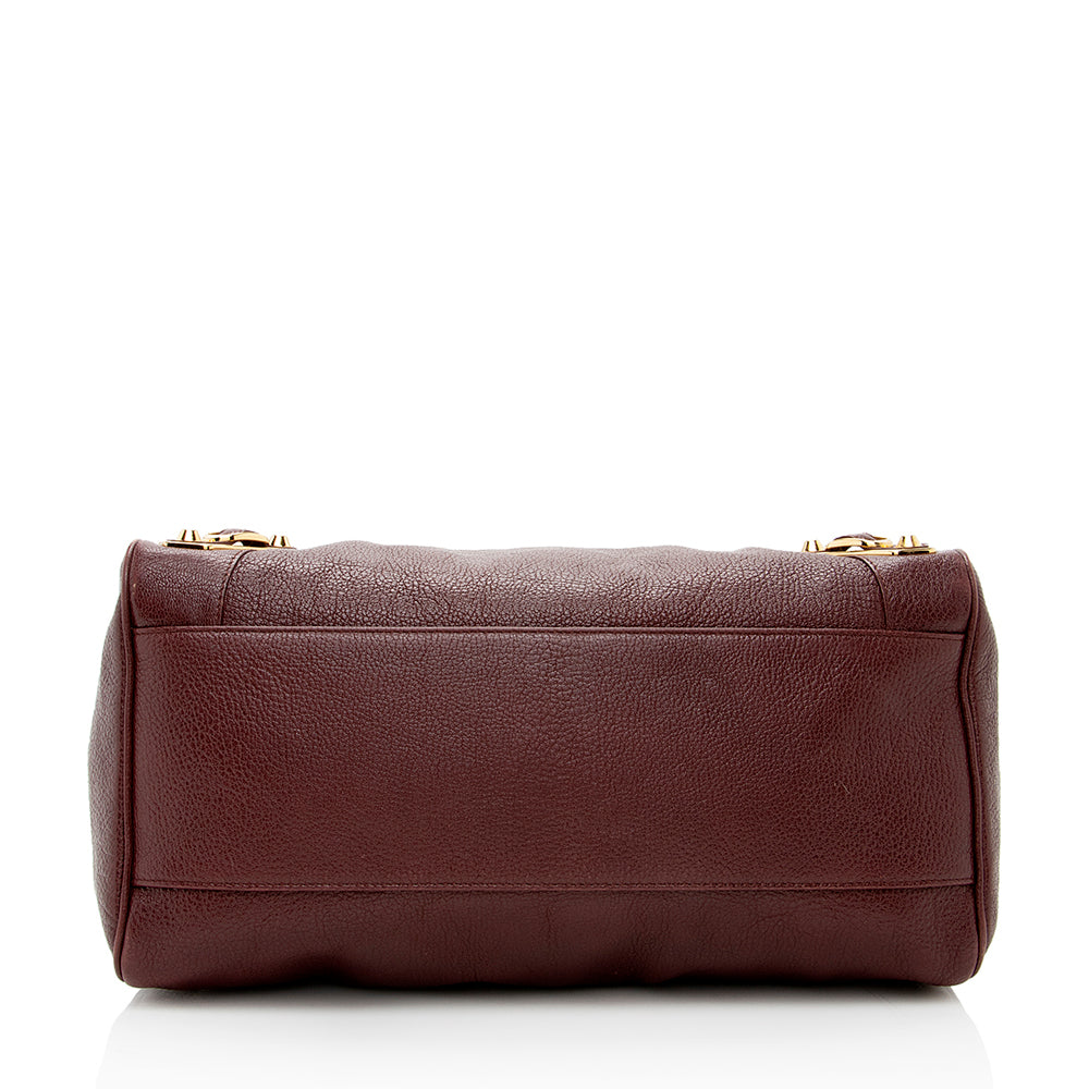 Luxury Balenciaga Chevre Leather Metallic Edge Velo Satchel (SHF-18023)