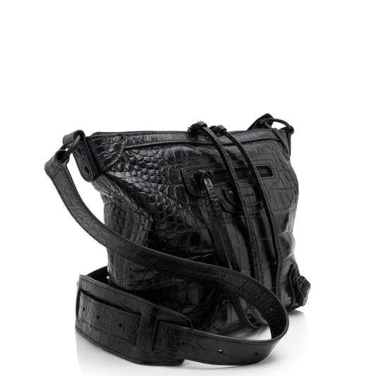 Luxury Balenciaga Croc Embossed Calfskin Neo Classic XS Hobo (SHF-eCbmjO)